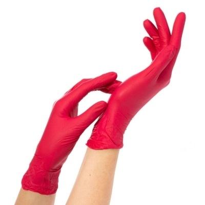 Перчатки нитриловые Benovy 50 пар красные размер XS